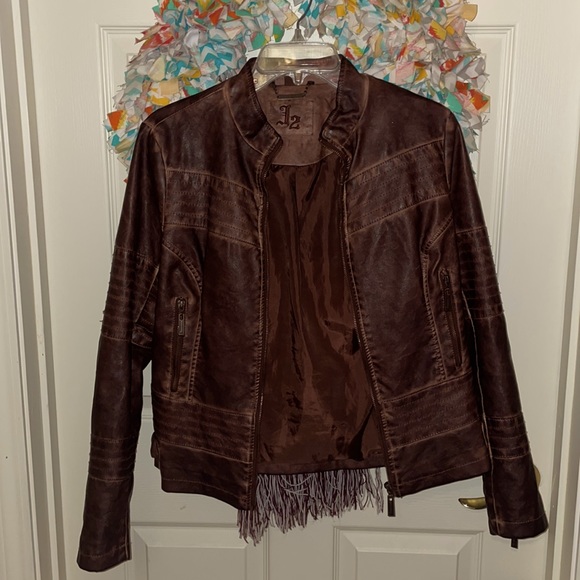 Brown Leather Jacket w/ Zippers!! - Picture 1 of 2